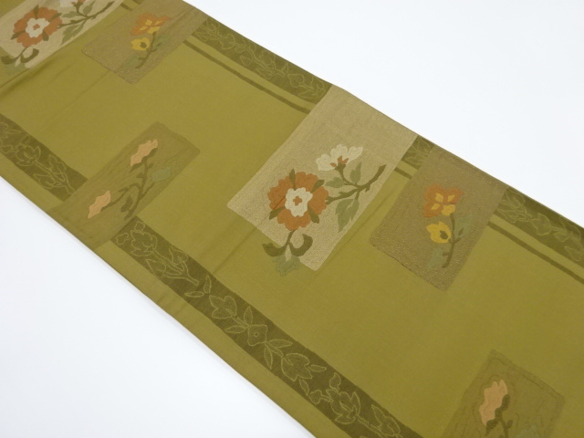 アンティーク　横段に花模様織り出し袋帯（材料）